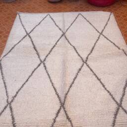 Handmade White Wool Berber Rug Tribal Boho Diamond Rug - Custom Size - thumbnail 3