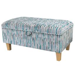 Handmade Luxe Teal Striped 70cm Storage Ottoman - Extravaganza Burst Fabric Bespoke British Made