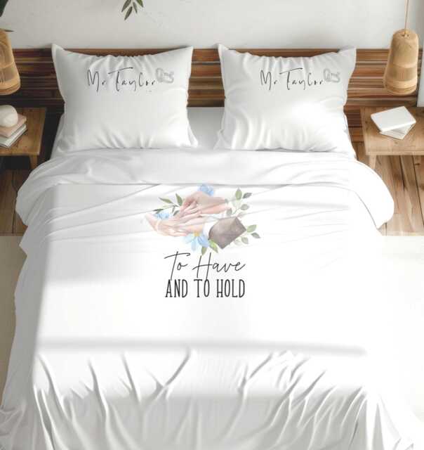 Personalised Floral Wedding Duvet Cover Set Custom Couple Photo Bedding, Mr & Mrs Gift, Double/Single Super Soft Memory - image 1