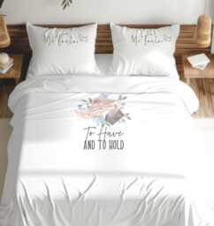 Personalised Floral Wedding Duvet Cover Set Custom Couple Photo Bedding, Mr & Mrs Gift, Double/Single Super Soft Memory - thumbnail 1