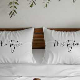 Personalised Wedding Bedding Duvet Cover, Mr & Mrs Pillowcases, To Have & Hold Bridal Shower Present - thumbnail 4