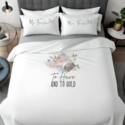Personalised Floral Wedding Duvet Cover Set Custom Couple Photo Bedding, Mr & Mrs Gift, Double/Single Super Soft Memory - thumbnail 3