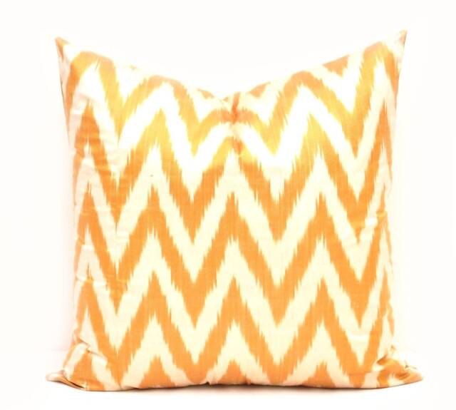 Yellow Chevron Ikat Pillow Cover, Silk Cotton Blend - 20x20 - image 1
