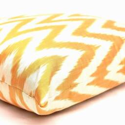 Yellow Chevron Ikat Pillow Cover, Silk Cotton Blend - 20x20 - thumbnail 2