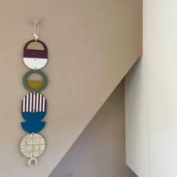 Gold & Purple Wall Art - Geometric Hanging Modern Bauhaus Decor - thumbnail 3