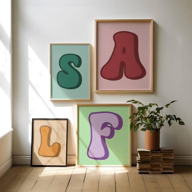 Personalised Colourful Initial Print, Custom Retro Letter Poster, Gift Idea, Gallery Wall Decor, Alphabet Art - image 1