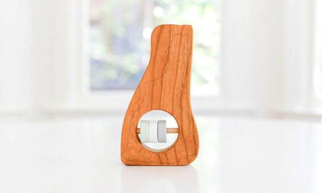 New Hampshire State Baby Rattle Modern Wooden Toy - image 1