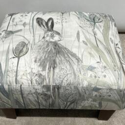Sanderson Dune Hares Footstool Handmade Upholstered Footstool Pouffe - thumbnail 3