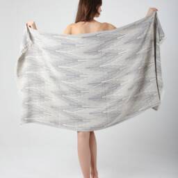 Gray Marrakesh Lightweight Beach Towel, Turkish Cotton Blanket, Sand Free Cover Up, Sarong, Travel Towel - thumbnail 2