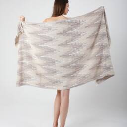 Gray Marrakesh Lightweight Beach Towel, Turkish Cotton Blanket, Sand Free Cover Up, Sarong, Travel Towel - thumbnail 4