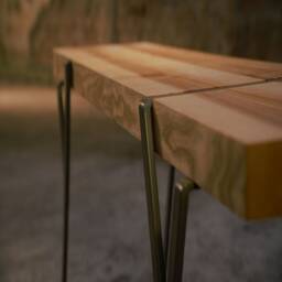 Folding Solid Wooden Bench, Indoor & Outdoor Industrial Small Entry & End Of Bed Mid Century Modern Small Wood Workbench - thumbnail 3