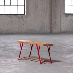 Folding Solid Wooden Bench, Indoor & Outdoor Industrial Small Entry & End Of Bed Mid Century Modern Small Wood Workbench - thumbnail 4