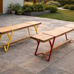Folding Solid Wooden Bench, Indoor & Outdoor Industrial Small Entry & End Of Bed Mid Century Modern Small Wood Workbench - thumbnail 2