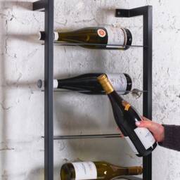 Metal Wine Display Rack Wall Mounted - Cellar Storage Accessory Handcrafted Bottle Holder - thumbnail 3