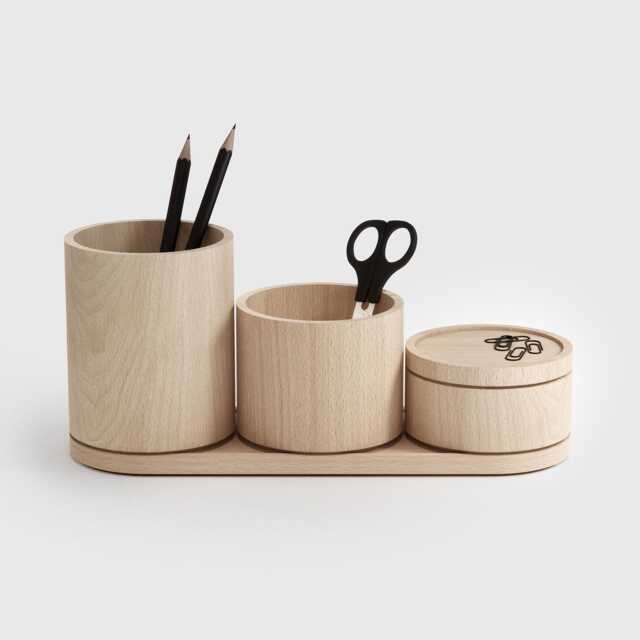 Stack Organizer Set Minimalist Desk Storage Solid Beech Wood Jewelry & Make Up Organizer Office - image 1