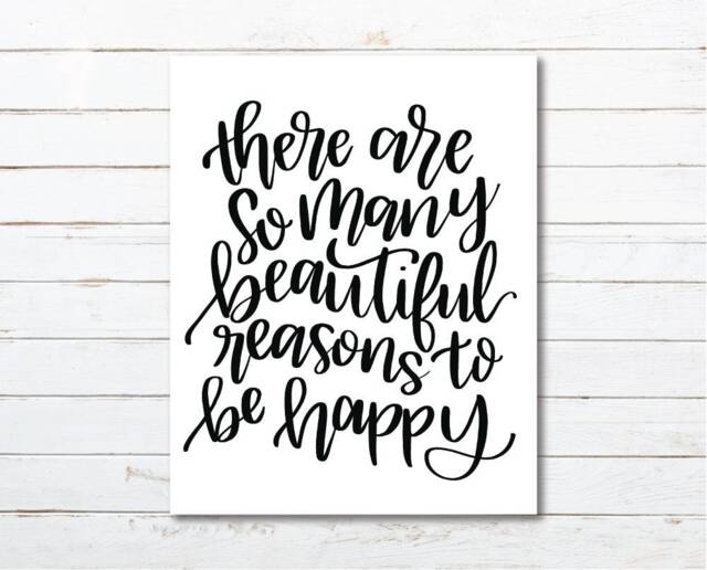 Hand Lettered Happiness Quote Art Print - Digital Download