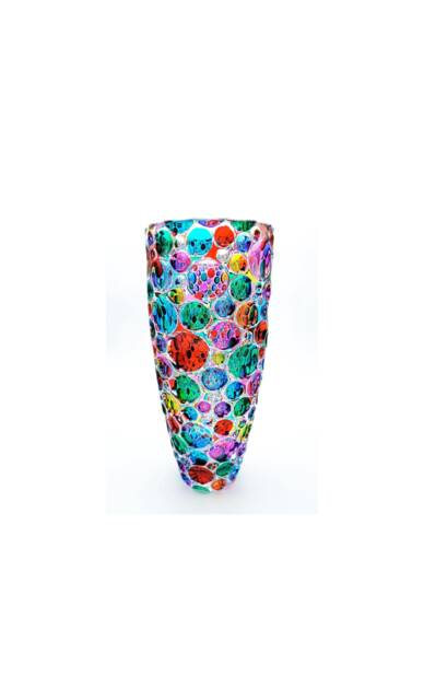 Vase Bubbly Pink - Bohemian Crystal, Hand-Painted, Venetian Style - image 1