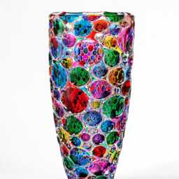 Hand Painted Italian Crystal Vase, Colorful Luxury Flower Modern Home Decor, Unique Art Glass, Made in Italy, Bubbly Pink - thumbnail 2
