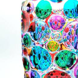 Hand Painted Italian Crystal Vase, Colorful Luxury Flower Modern Home Decor, Unique Art Glass, Made in Italy, Bubbly Pink - thumbnail 4