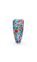Hand Painted Italian Crystal Vase, Colorful Luxury Flower Modern Home Decor, Unique Art Glass, Made in Italy, Bubbly Pink