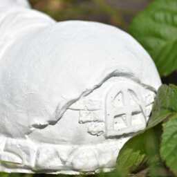 White Boot Fairy House Garden Statue Handmade Concrete Gnome Home - thumbnail 3