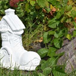 White Boot Fairy House Garden Statue Handmade Concrete Gnome Home - thumbnail 2