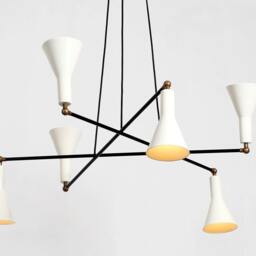 Mid Century Modern Stilnovo Chandelier, 6-Light Pendant Lighting - thumbnail 3