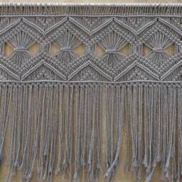 Large Gray Macrame Wall Hanging, Living Room Decor, Queen Headboard - thumbnail 3