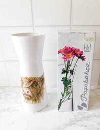 Highland Cow Glass Flower Vase Decoupage Carafe, Gift Boxed - thumbnail 1