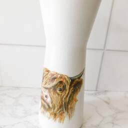Highland Cow Glass Flower Vase Decoupage Carafe, Gift Boxed - thumbnail 3