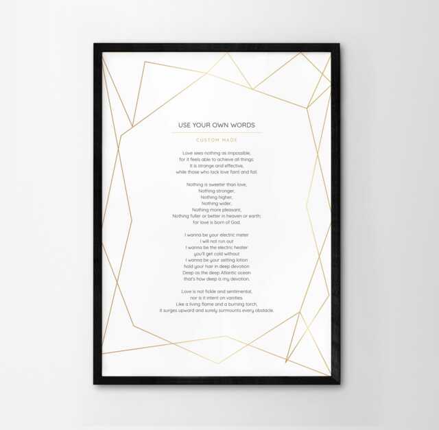 Use Your Own Words Personalised Poem Print Anniversary Gift Framing Floral Wall Decor Handmade Custom Made Wedding Remembrance - image 1