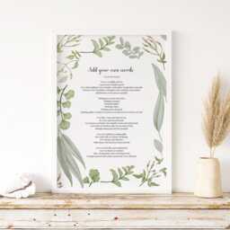 Use Your Own Words Personalised Poem Print Anniversary Gift Framing Floral Wall Decor Handmade Custom Made Wedding Remembrance - thumbnail 4