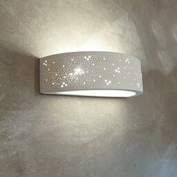 Perforated Ceramic Wall Sconce Off-White Half Cylinder Light - thumbnail 2