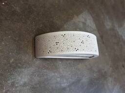 Perforated Ceramic Wall Sconce Off-White Half Cylinder Light - thumbnail 4