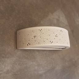 Perforated Ceramic Wall Sconce Off-White Half Cylinder Light - thumbnail 3