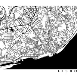 Lisbon Map - Black & White Wall Art, Lisboa, Portugal Art Poster - thumbnail 2