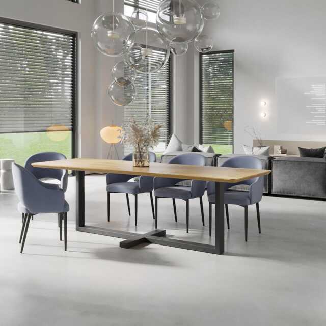 Solid Oak Dining Table Steel Leg 0114 - image 1