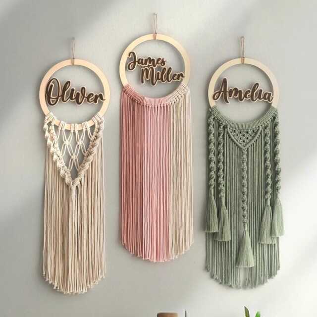 Personalized Name Sign Macrame Wall Hanging For Boho Decor V94 - image 1