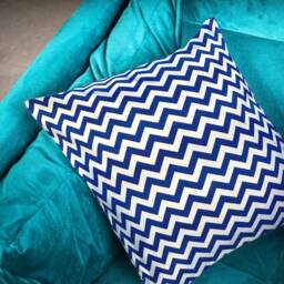 Dark Blue Chevron Cushion Cover, Throw Pillow. 18 - thumbnail 1