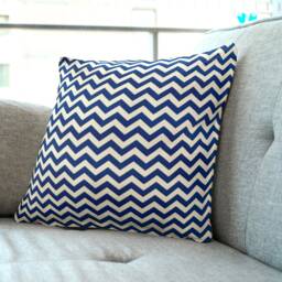 Dark Blue Chevron Cushion Cover, Throw Pillow. 18 - thumbnail 2