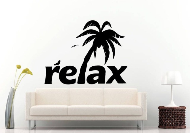 Relax Vacation Palm Trees Birds Island Word Chill Zone Bedroom Wall Sticker Decal Vinyl Mural Decor Art L2285 - image 1