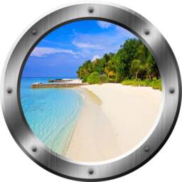 Beach Scene Wall Decal - Peel & Stick Ship Window Porthole Ocean Art Sticker & Mural Decor Vwaq-Sp36 - thumbnail 2
