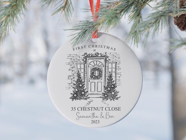 Personalised First Christmas in Our New Home Bauble, Tree Decoration