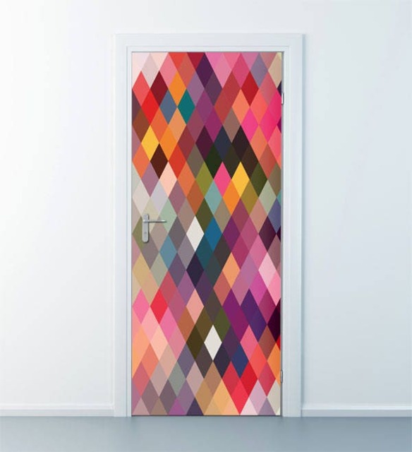 Abstract Shapes Wall Decal, Modern Door Sticker, Decor, Style Mural, Cover, Wrap - image 1