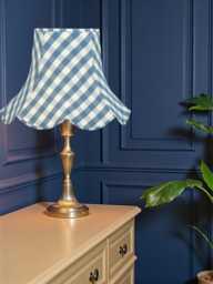 Cornflour Blue Gingham Check Lampshade Handmade For Table & Floor Standard Lamps Shades, Wall Light Fixtures, Ceiling Pendants - thumbnail 1