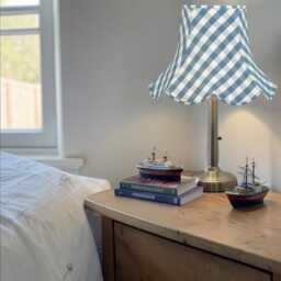 Cornflour Blue Gingham Check Lampshade Handmade For Table & Floor Standard Lamps Shades, Wall Light Fixtures, Ceiling Pendants - thumbnail 2