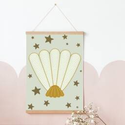 Shell & Star Print. Wall Art For A Girls Ocean Themed Room, Nursery Or Playroom. - Print Only - thumbnail 2