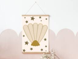 Shell & Star Print. Wall Art For A Girls Ocean Themed Room, Nursery Or Playroom. - Print Only - thumbnail 1