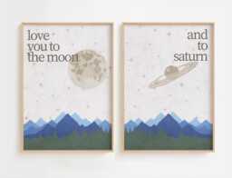Seven Set Of 2 Prints - Taylor Inspired, Moon & Saturn, Mountains, Lyric Poster, Album, Green, Wall Art, Print A2/A3/A4/A5/8x10/5x7 - thumbnail 1