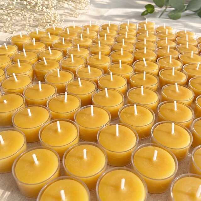 Pack Of 36 Usa Beeswax Tealight Candles, Pure Natural Yellow Tea Lights, Handcrafted Wedding Event Party Prayer Decor, Bulk Three Dozen Set - image 1
